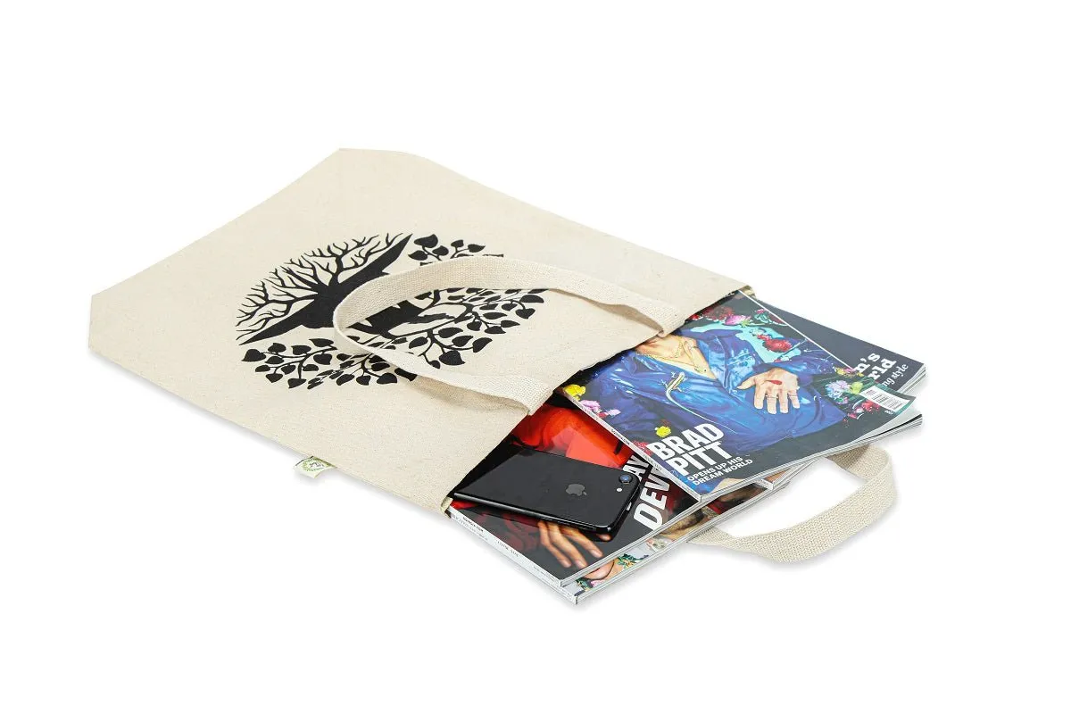 Premium Cotton Canvas Tote Bag- Buddha White