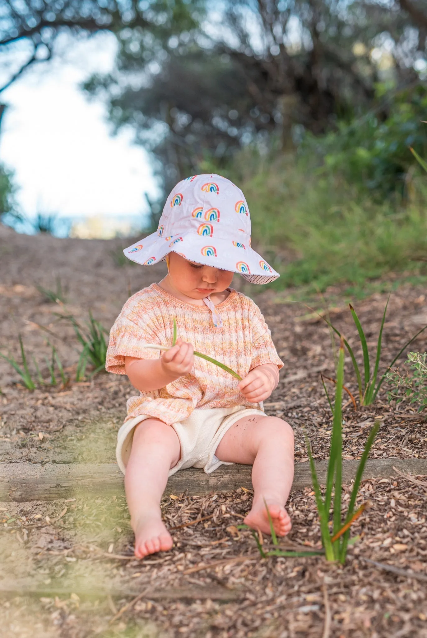 Rainbow Squiggle Wide Brim Sunhat