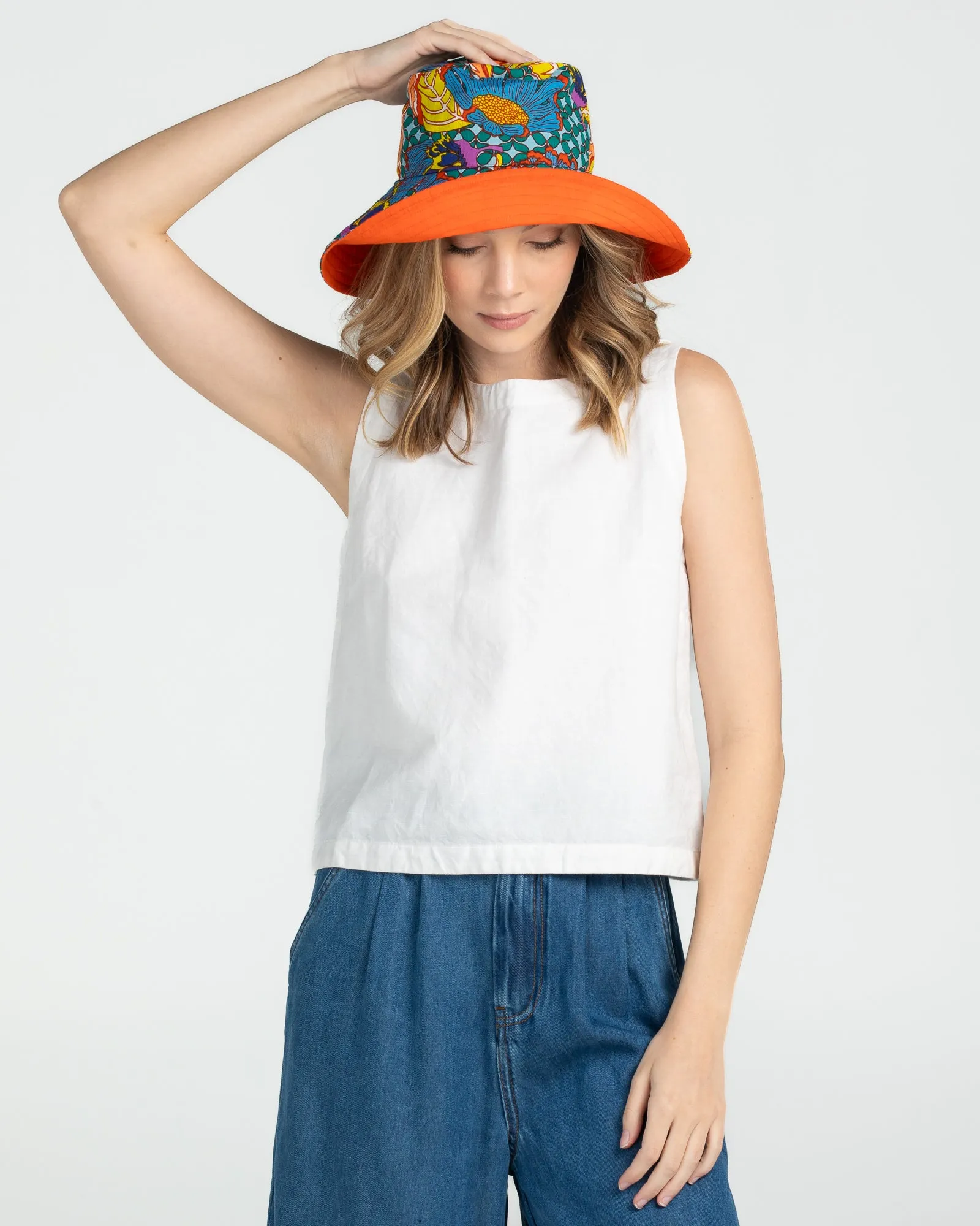 Reversible Wide Brim Bucket Hat - Edith