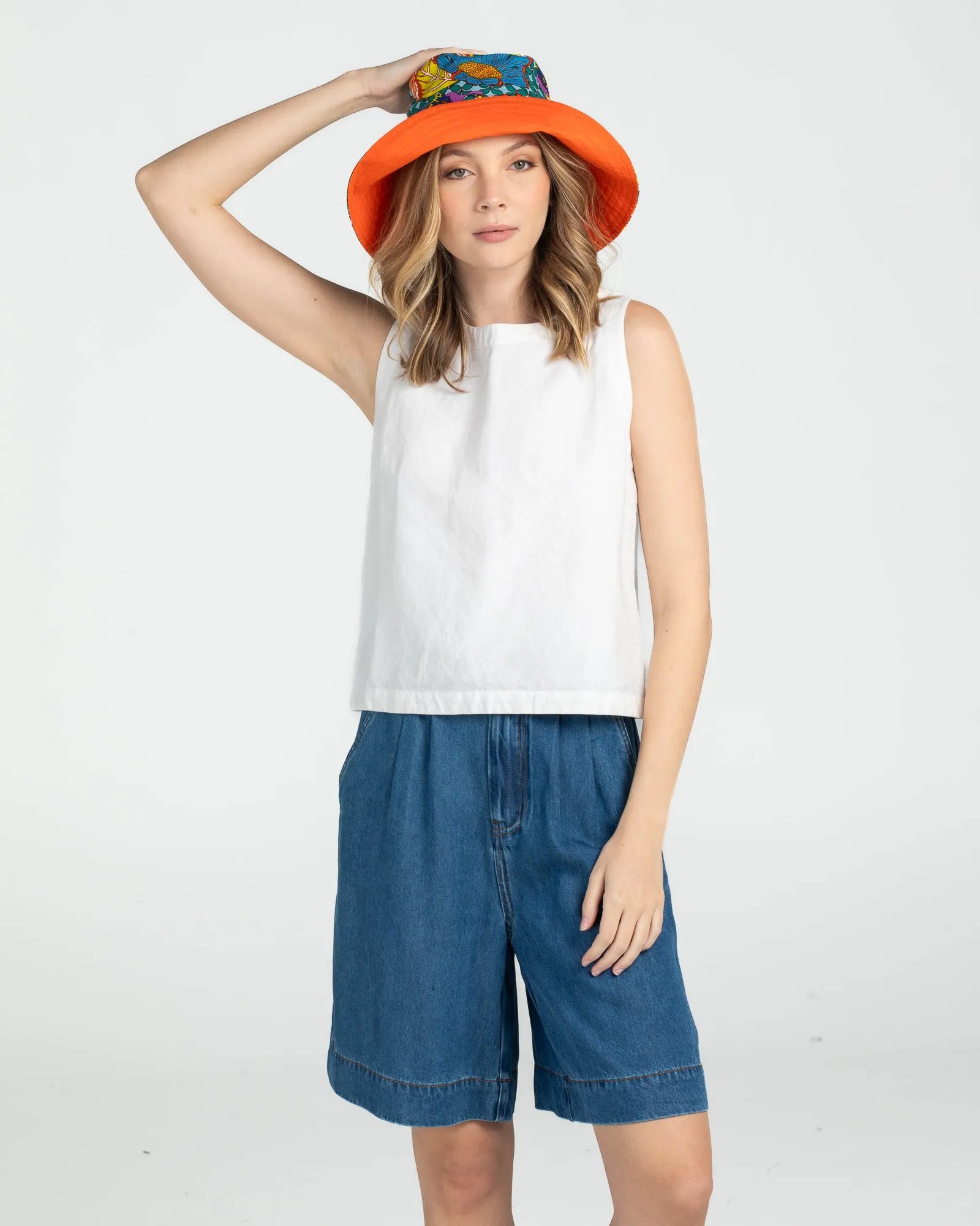 Reversible Wide Brim Bucket Hat - Edith