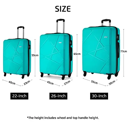 Safari Pentagon 3 Pc Set 55, 65 & 75 cms- Small, Medium & Large Polypropylene (PP) Hard Sided 4 Wheels 360 Degree Rotation Luggage Set/Suitcase Set/Trolley Bag Set (Cyan Blue)