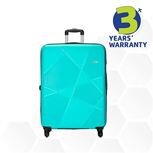 Safari Pentagon 3 Pc Set 55, 65 & 75 cms- Small, Medium & Large Polypropylene (PP) Hard Sided 4 Wheels 360 Degree Rotation Luggage Set/Suitcase Set/Trolley Bag Set (Cyan Blue)