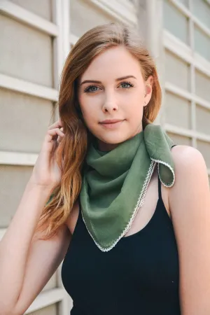 Scallop Stitch Trim Bandana Scarf