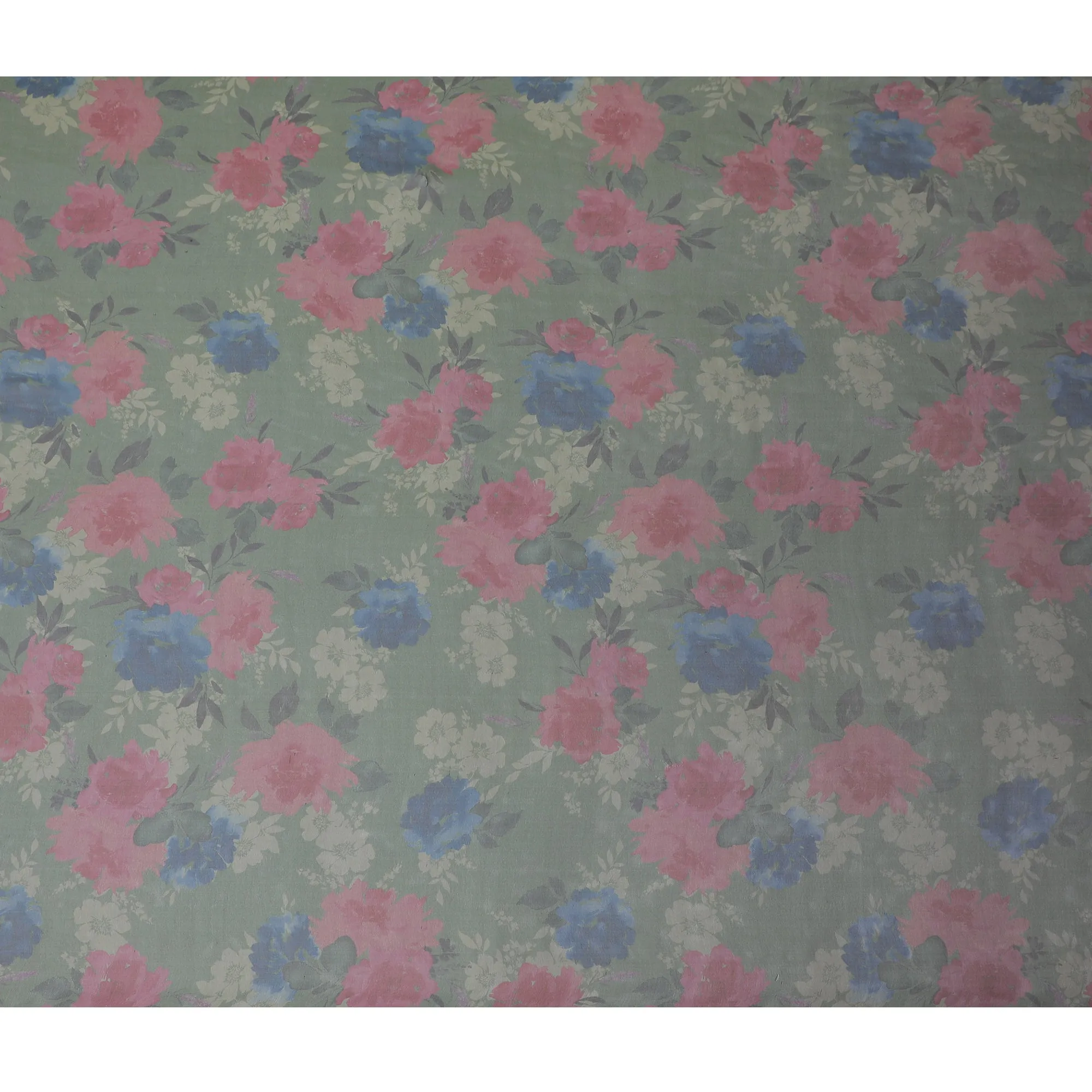 Soft Sage Green Floral Silk Chiffon Fabric, 110cm Width – Perfect for Spring Dresses and Scarves-D20093