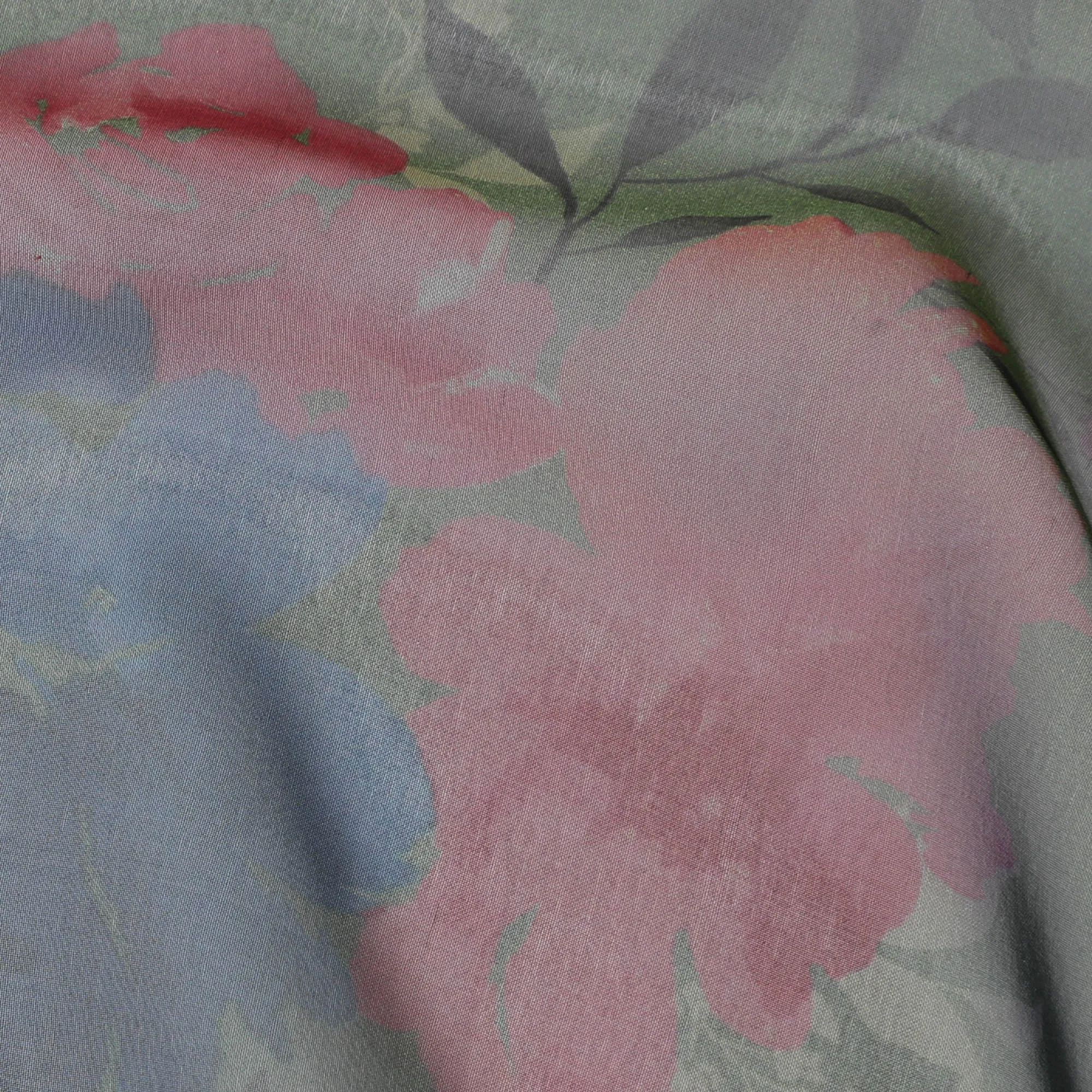 Soft Sage Green Floral Silk Chiffon Fabric, 110cm Width – Perfect for Spring Dresses and Scarves-D20093