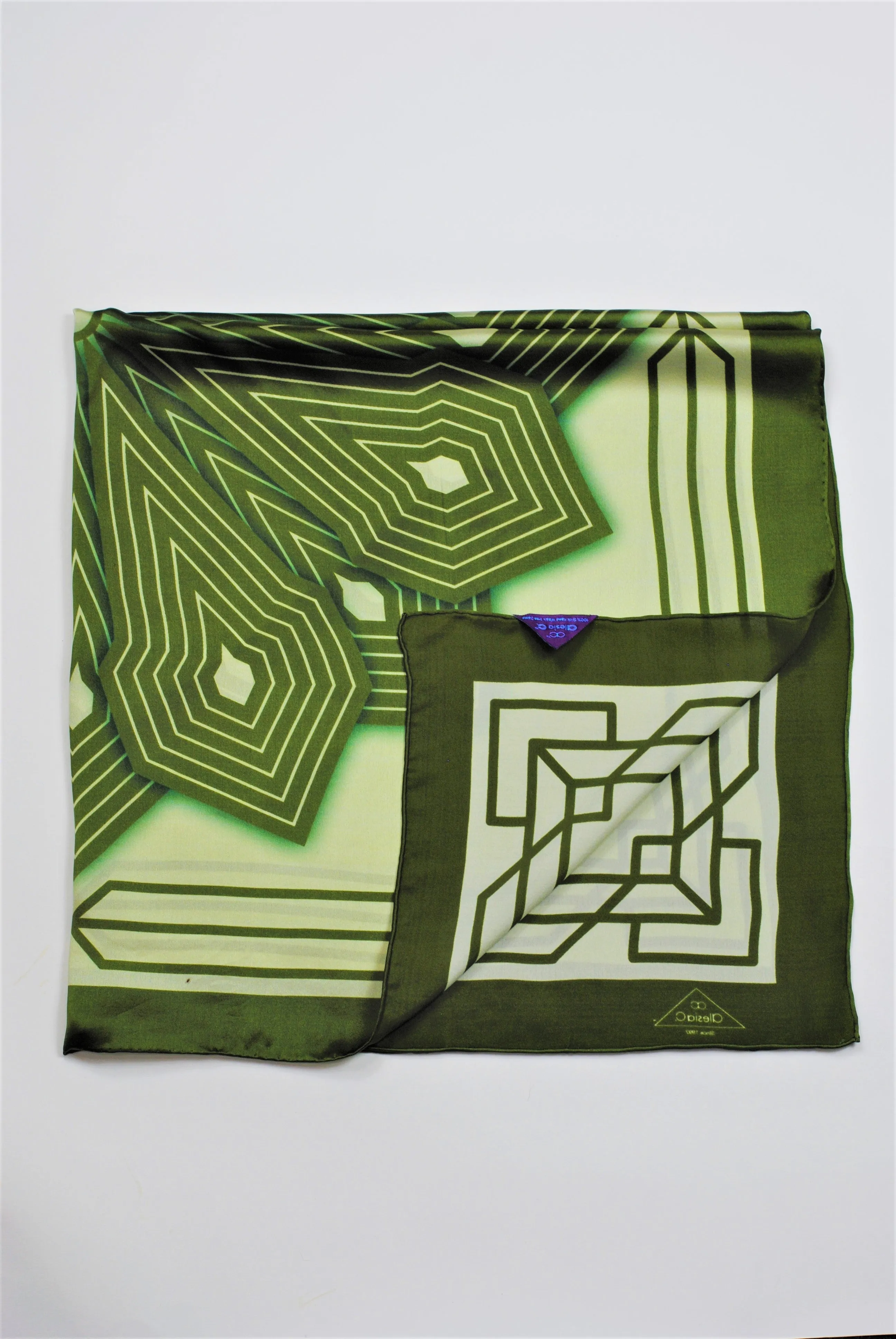 SUMATRA Mandala 100% Silk Square Scarf in Olive Sage