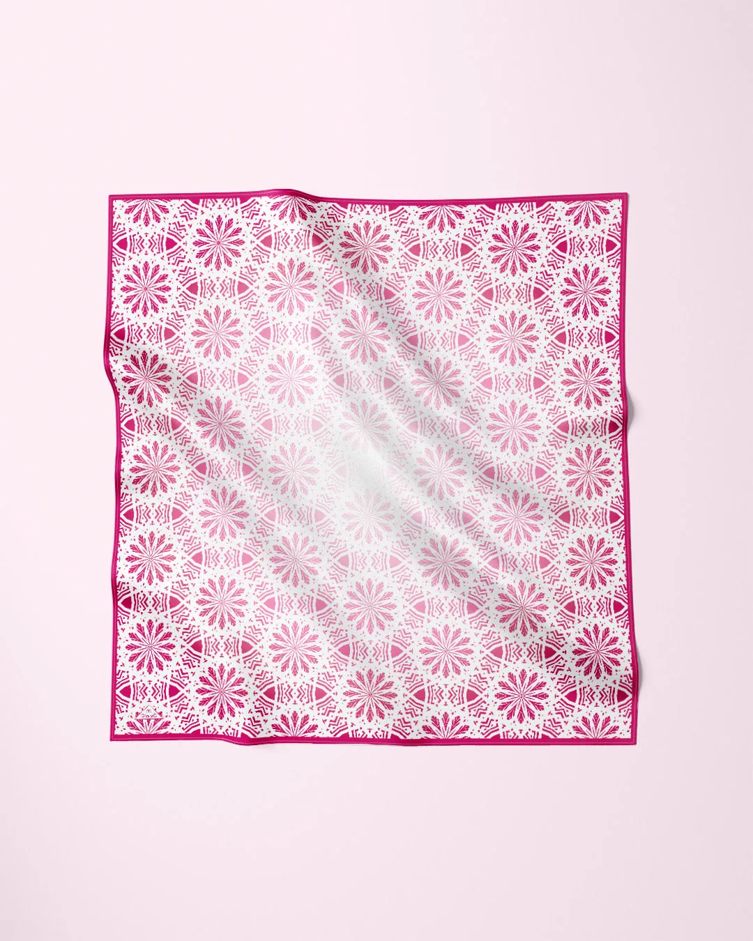 SUNNY LACE Mandala Designer Silk Scarf Pink White by Alesia Chaika