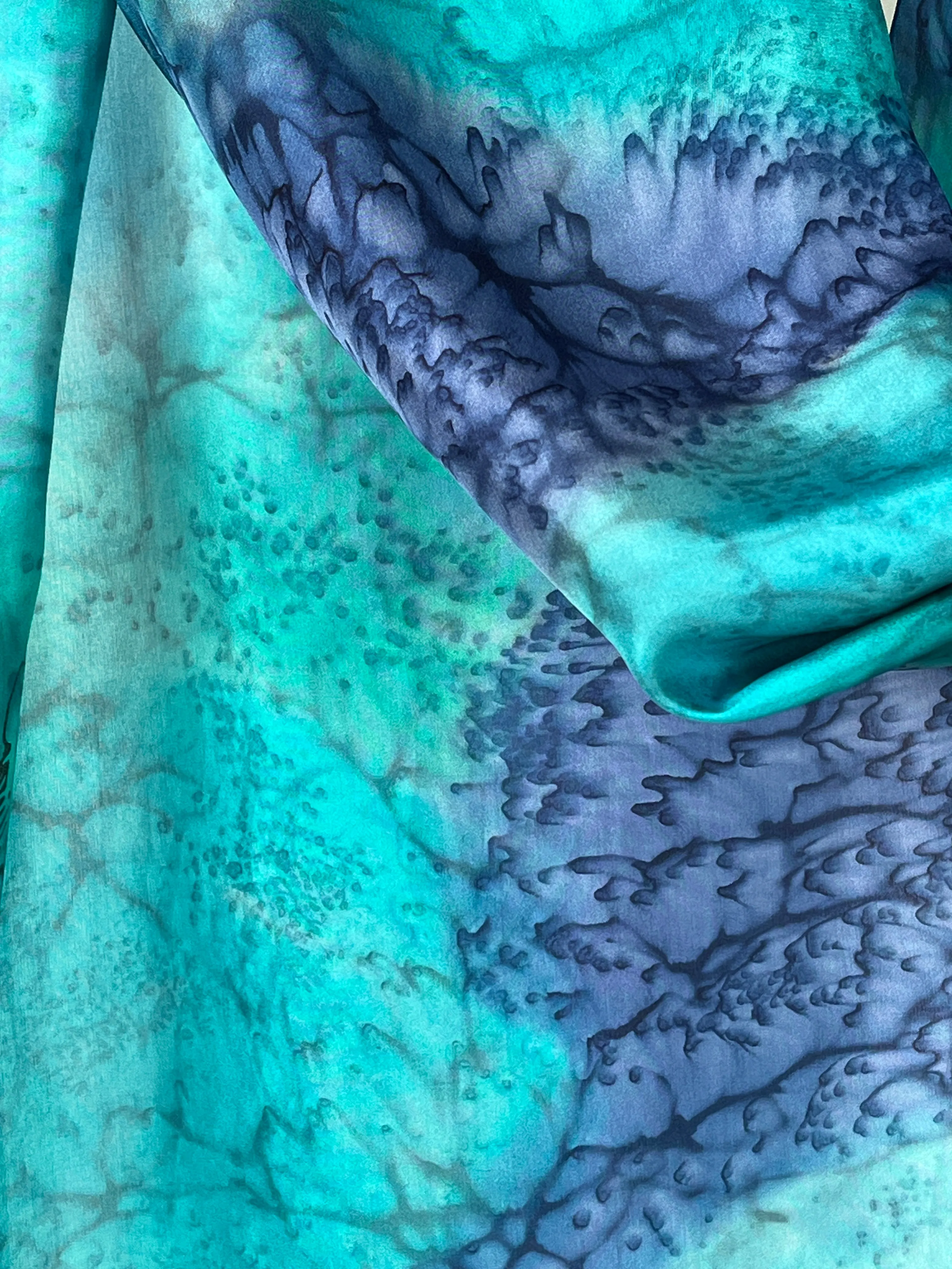 “Under the Sea Mermaid" - Hand-dyed Silk Scarf - $125