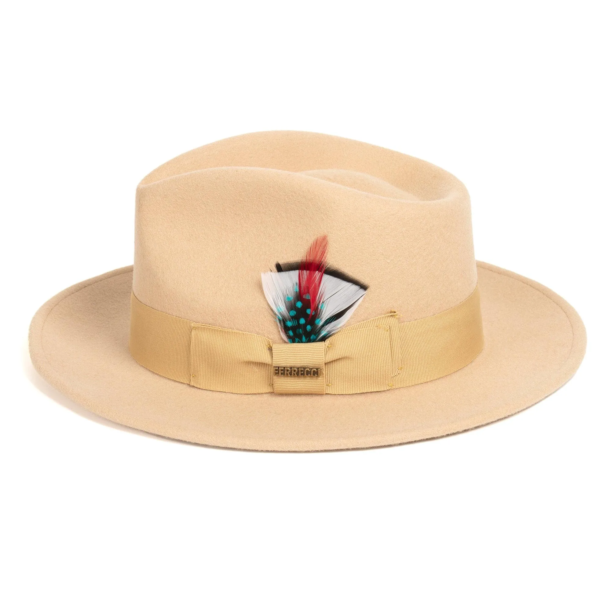 Vintage Crushable Wool Fedora Hat-Beige