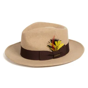 Vintage Crushable Wool Fedora Hat-Beige