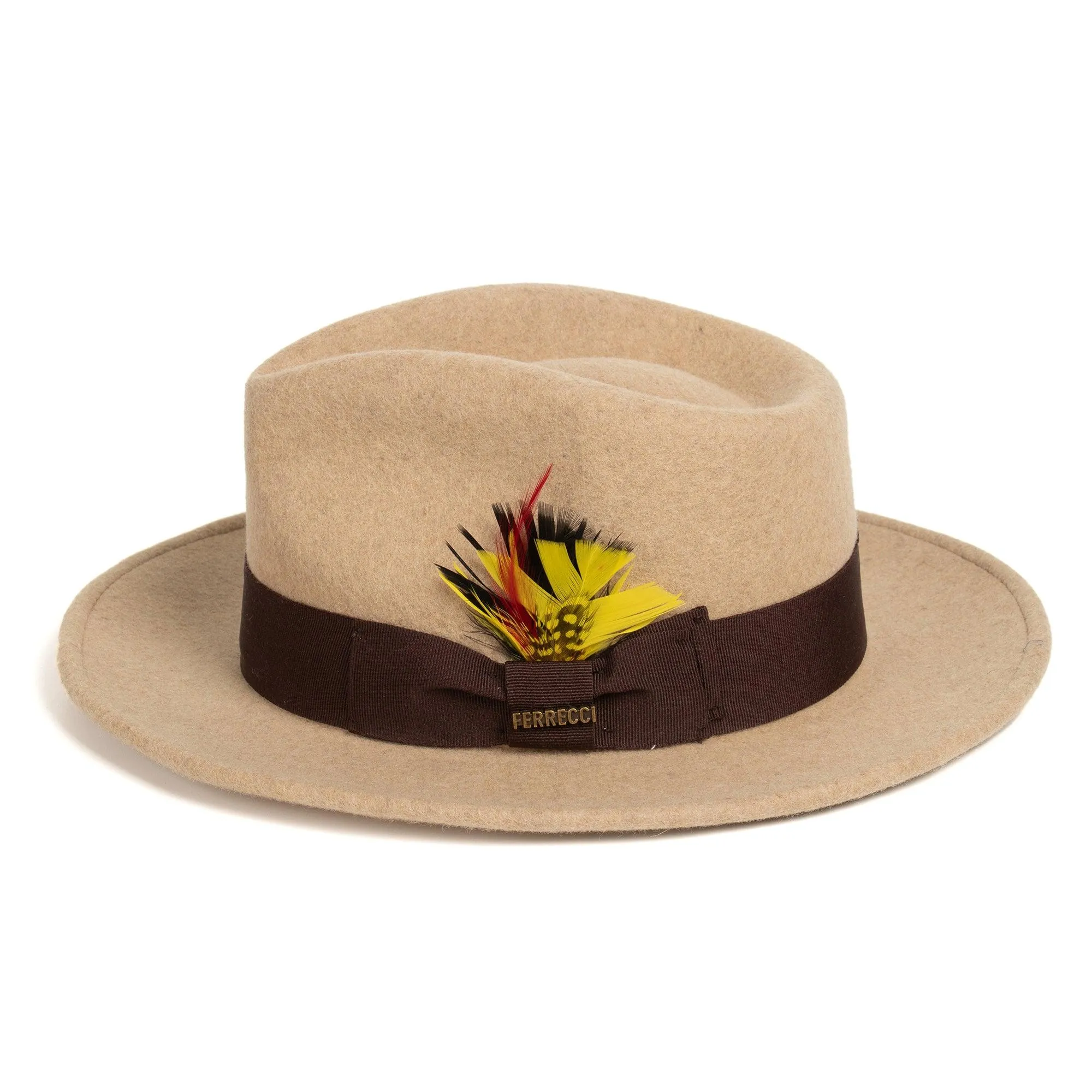 Vintage Crushable Wool Fedora Hat-Beige