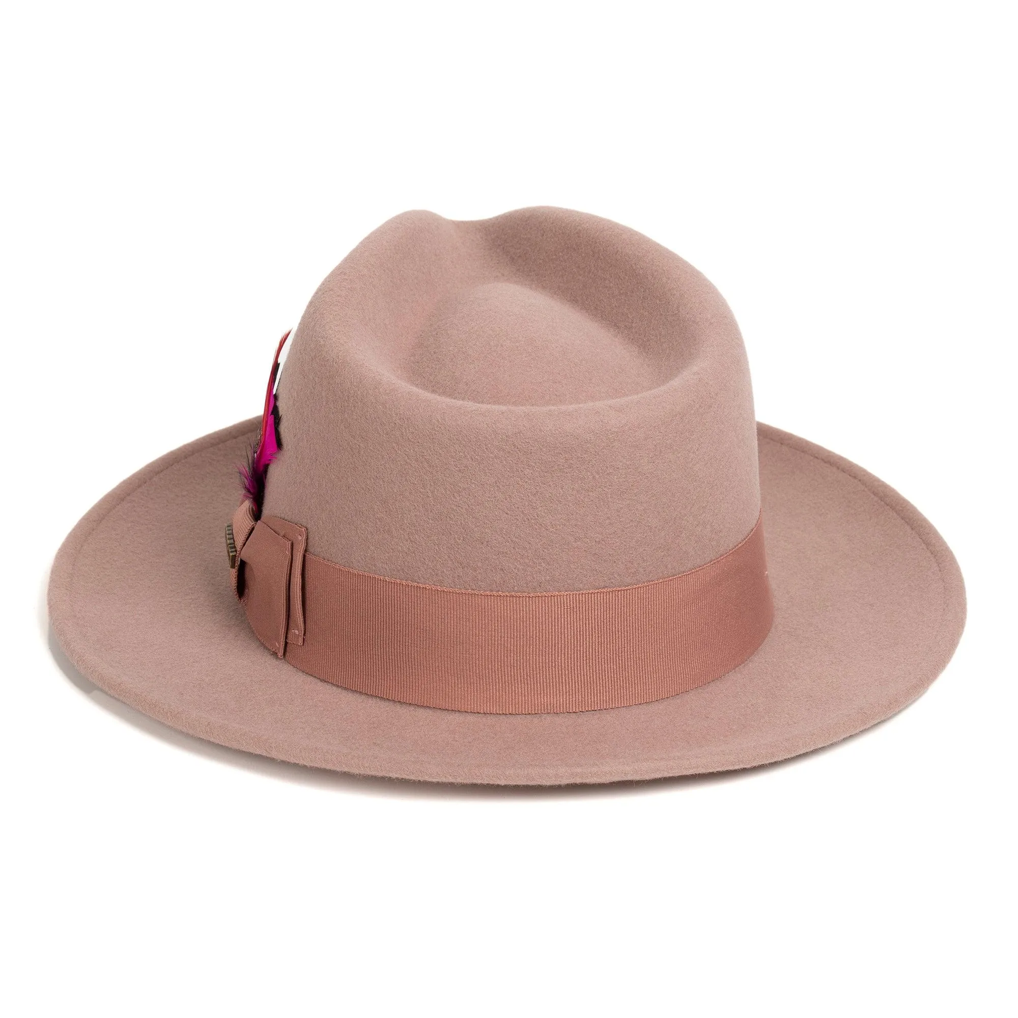 Vintage Crushable Wool Fedora Hat-Beige