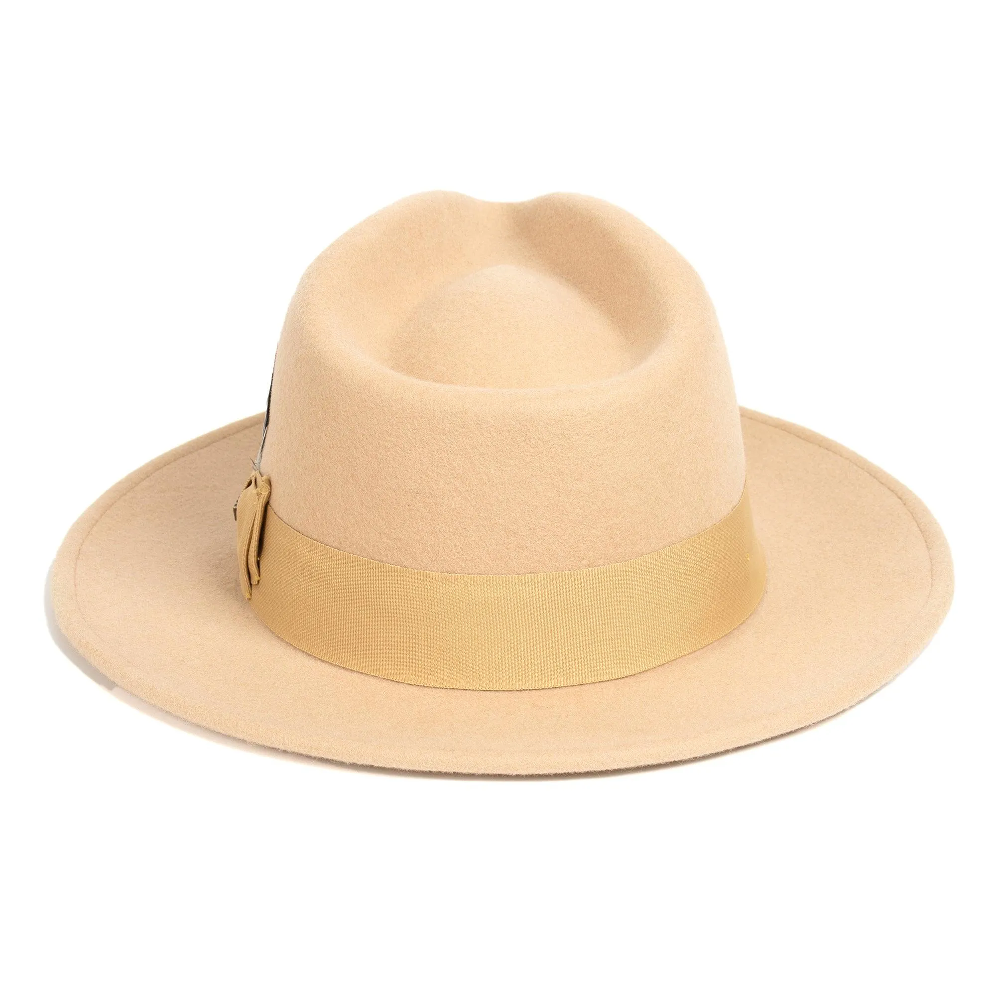 Vintage Crushable Wool Fedora Hat-Beige