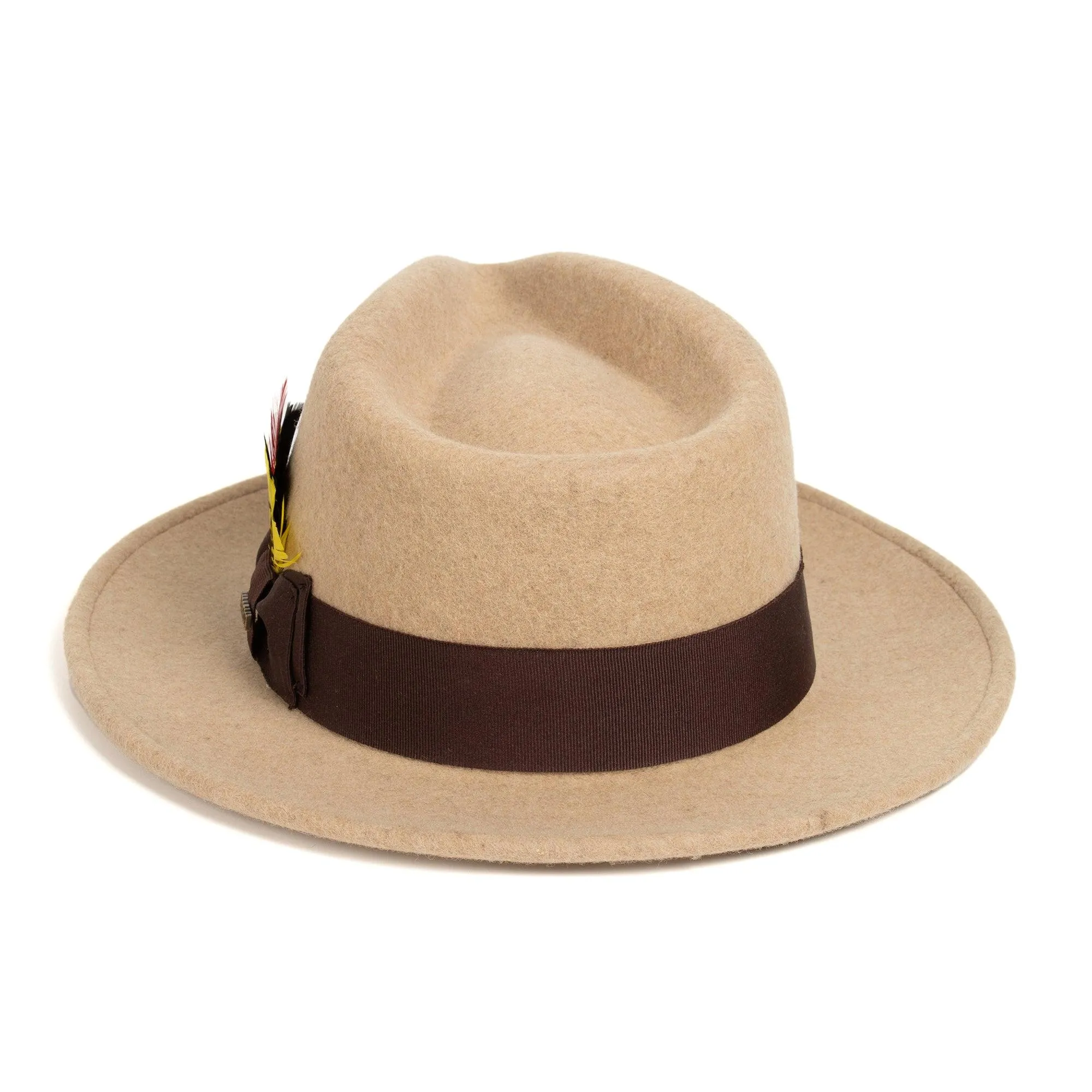 Vintage Crushable Wool Fedora Hat-Beige