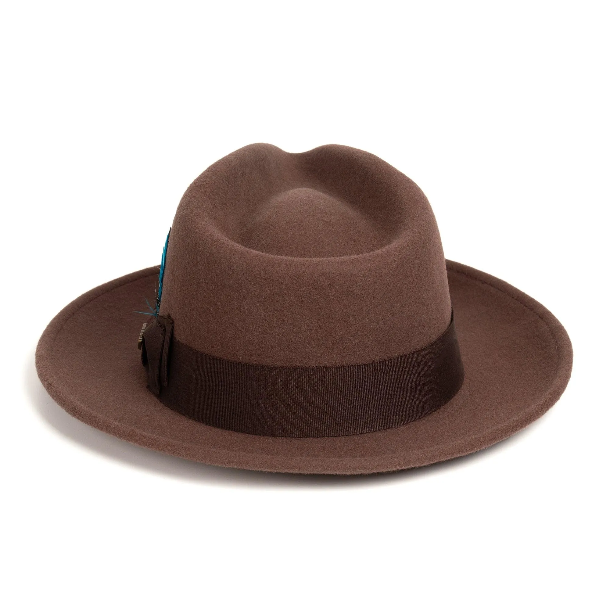 Vintage Crushable Wool Fedora Hat-Beige