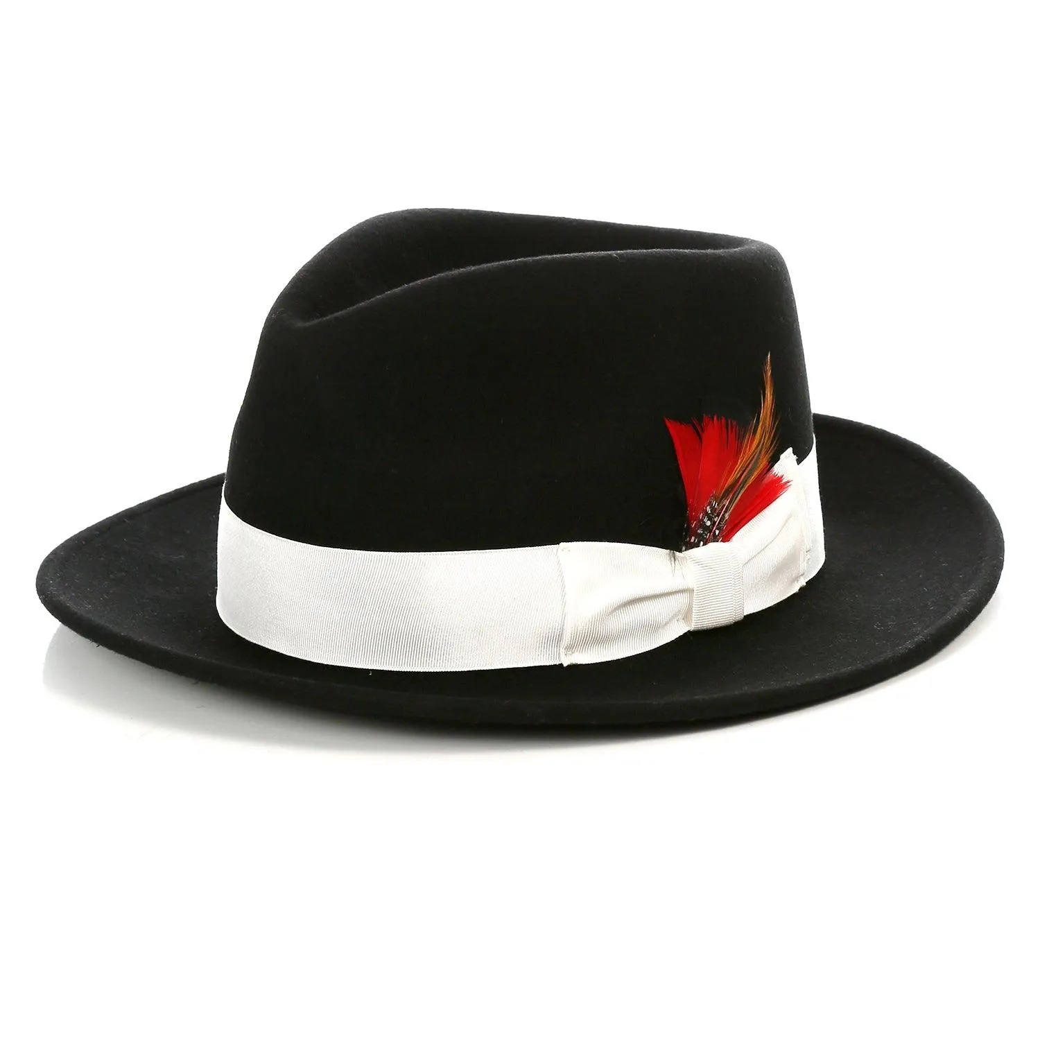 Vintage Crushable Wool Fedora Hat-Black