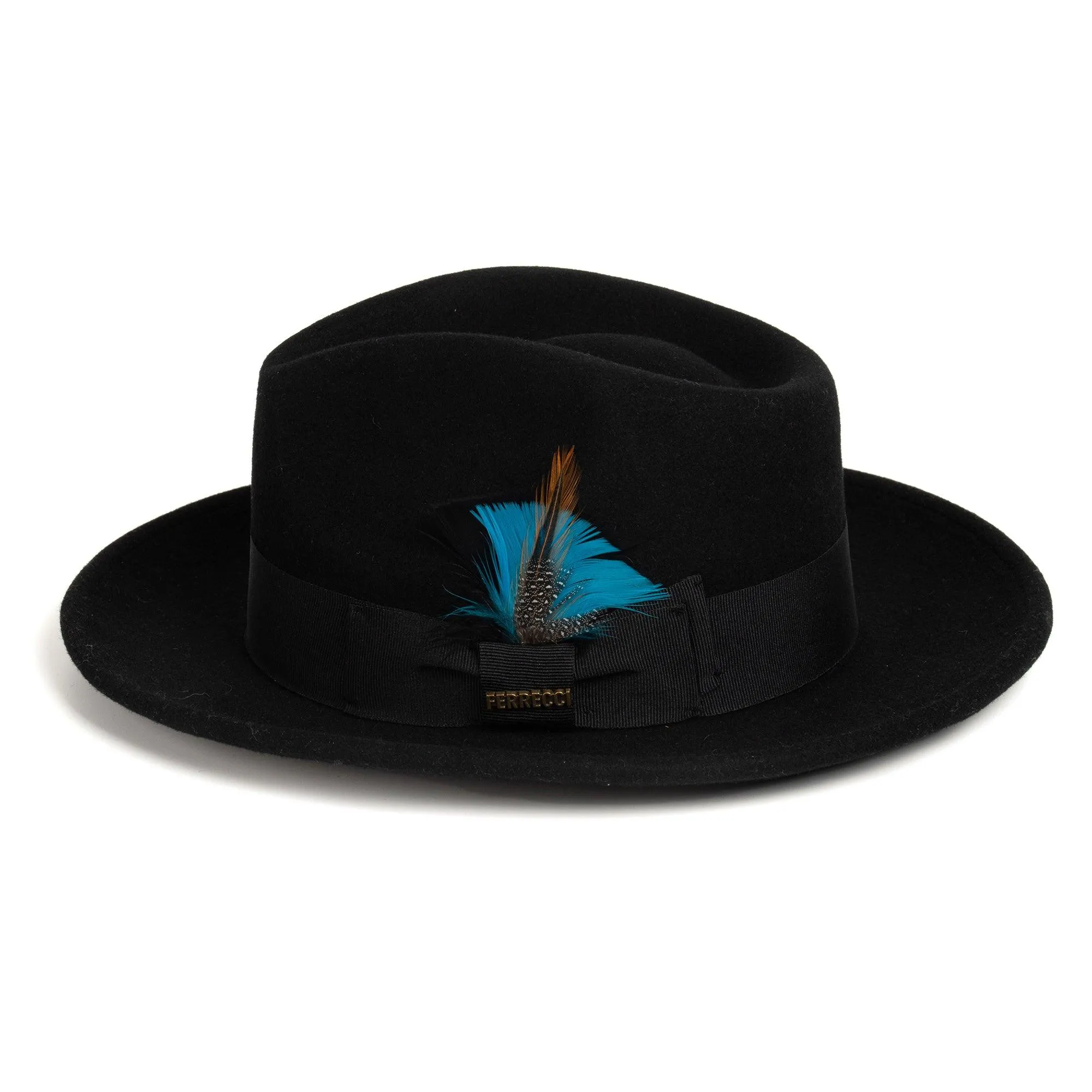 Vintage Crushable Wool Fedora Hat-Black