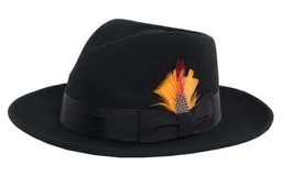 Vintage Crushable Wool Fedora Hat-Black