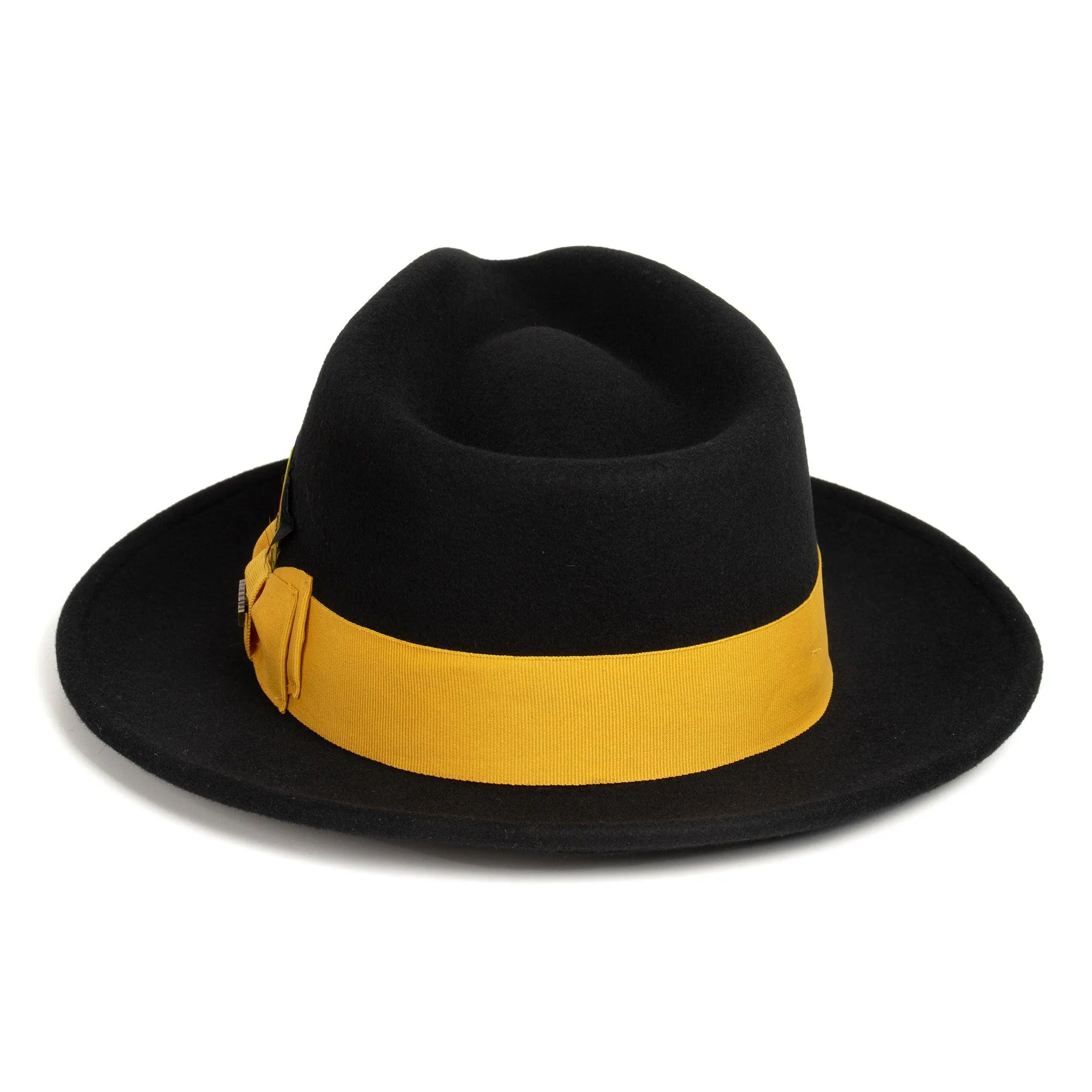 Vintage Crushable Wool Fedora Hat-Black