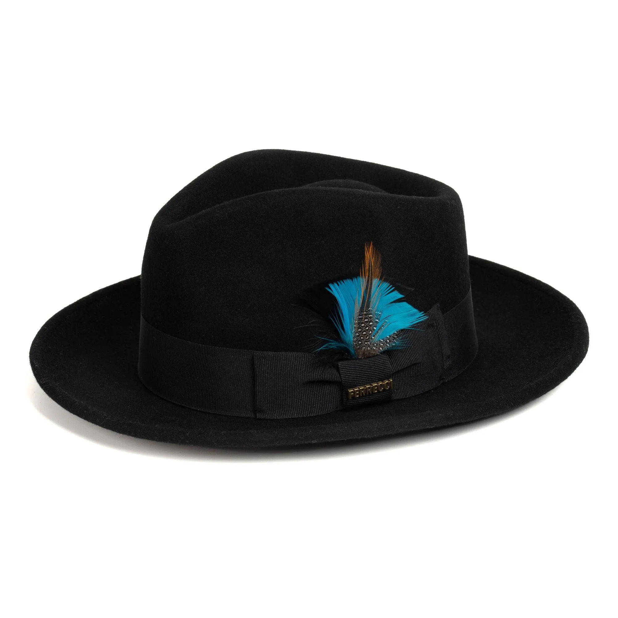 Vintage Crushable Wool Fedora Hat-Black