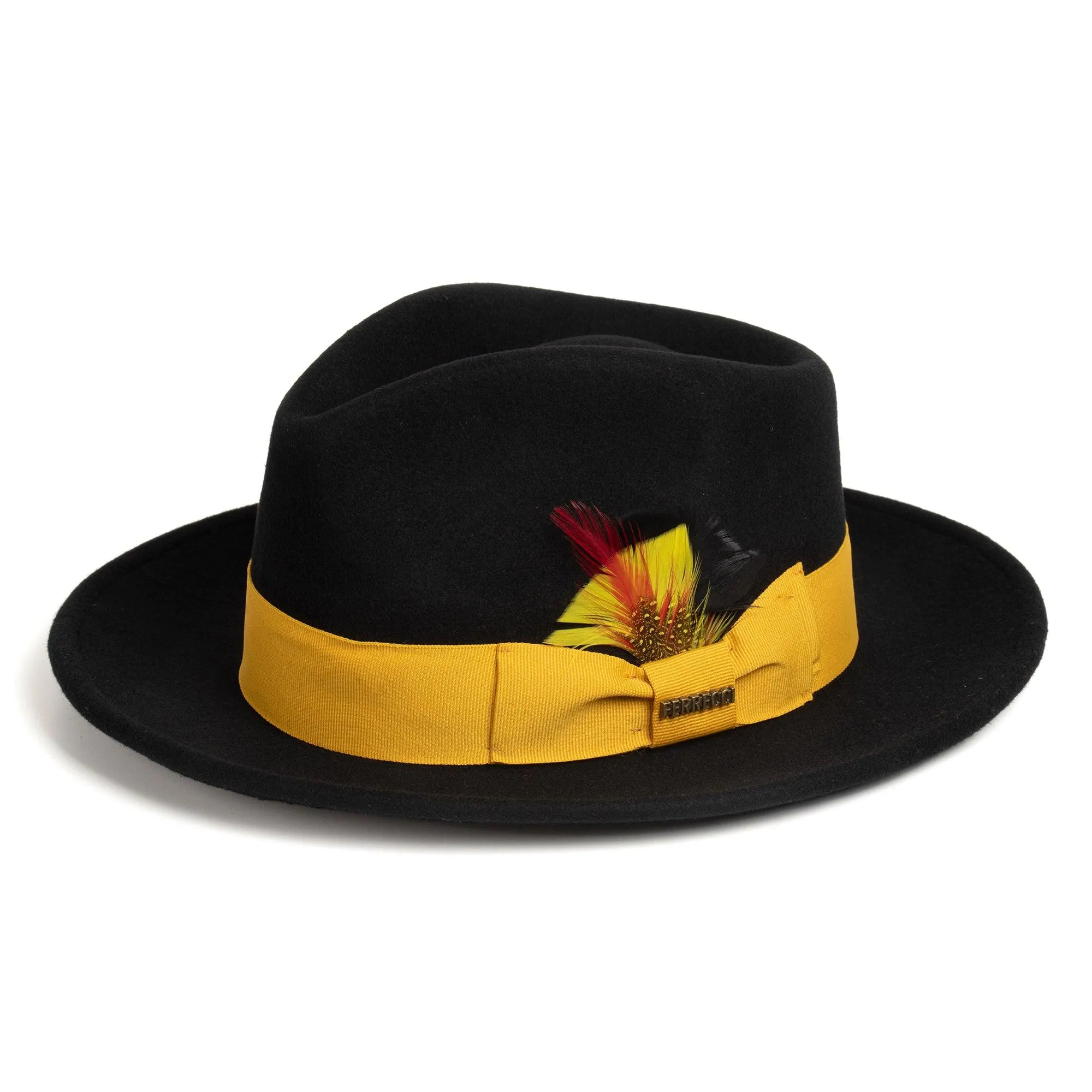 Vintage Crushable Wool Fedora Hat-Black