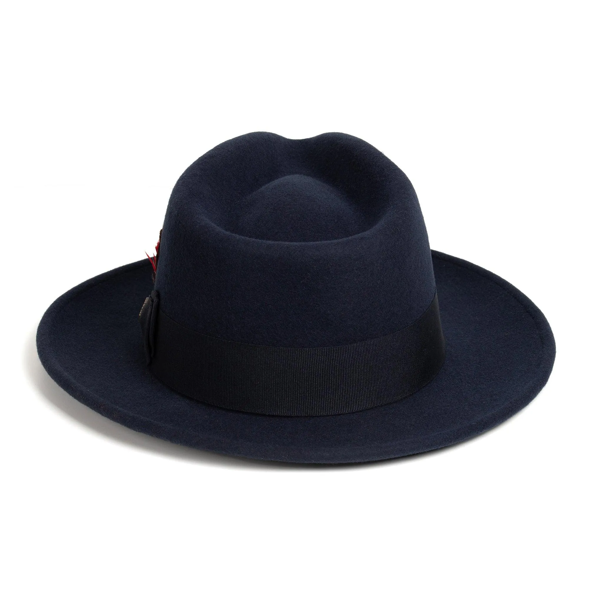 Vintage Crushable Wool Fedora Hat-Black