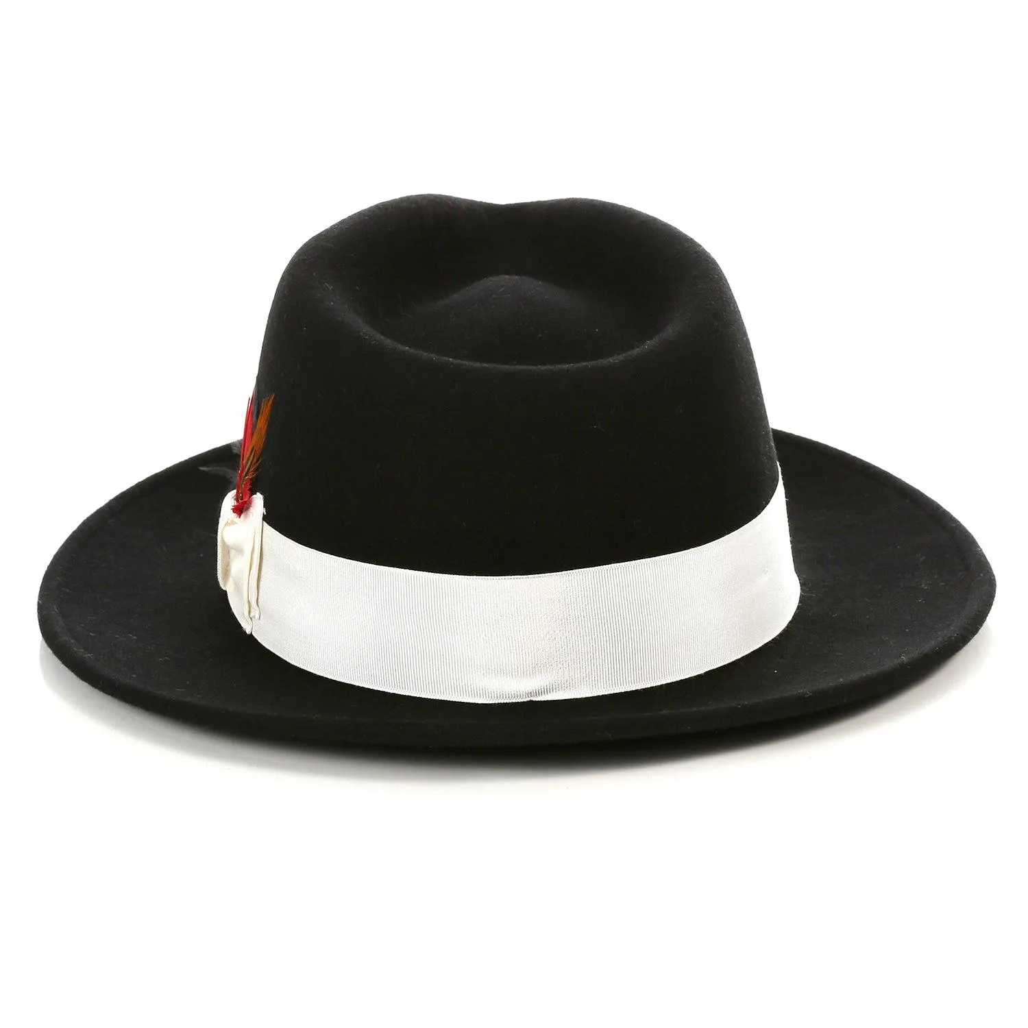 Vintage Crushable Wool Fedora Hat-Black