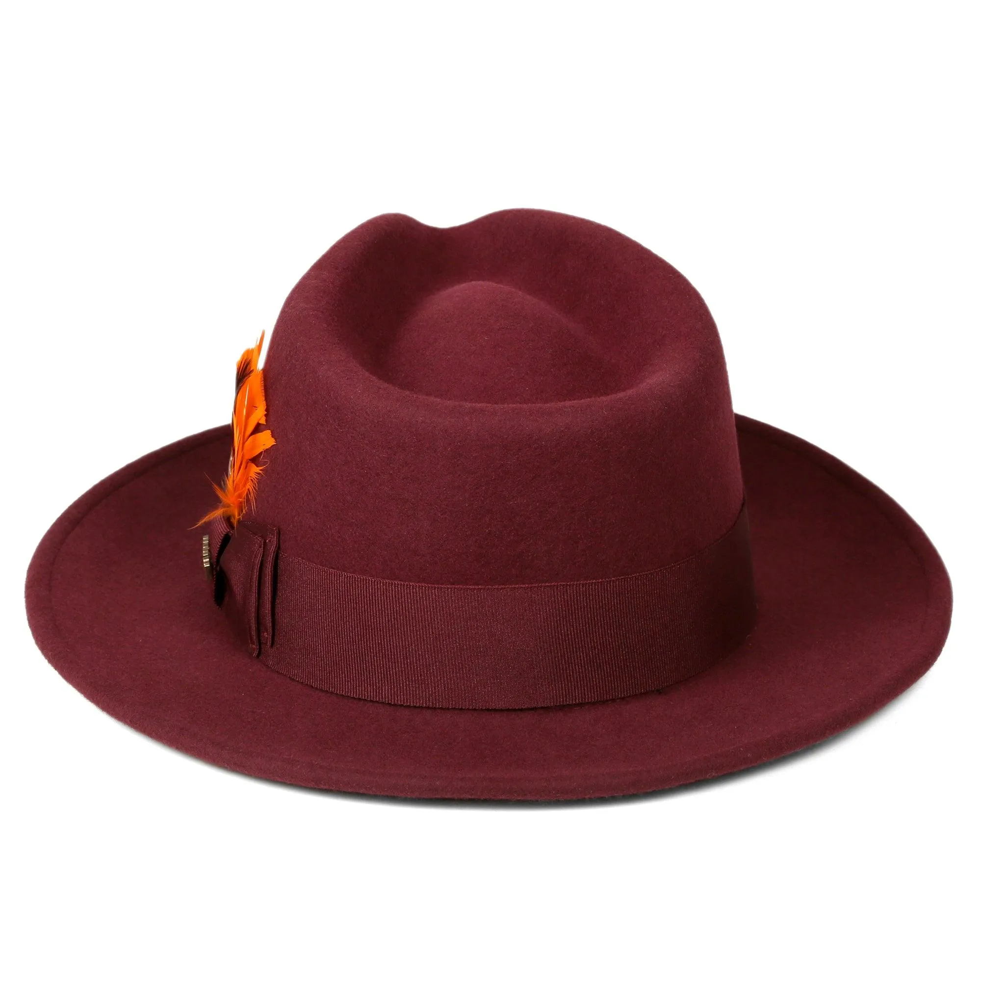 Vintage Crushable Wool Fedora Hat-Burgundy