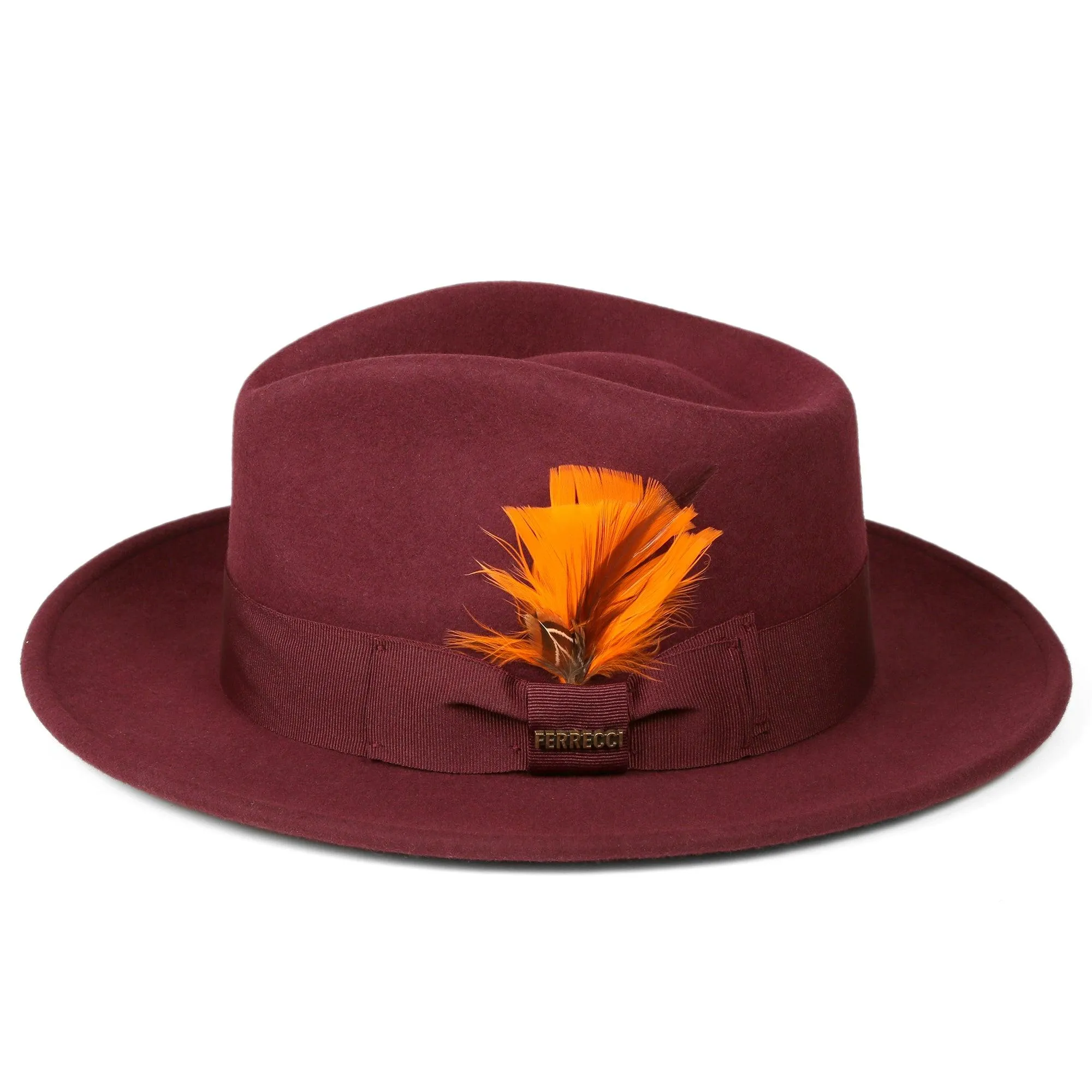 Vintage Crushable Wool Fedora Hat-Burgundy