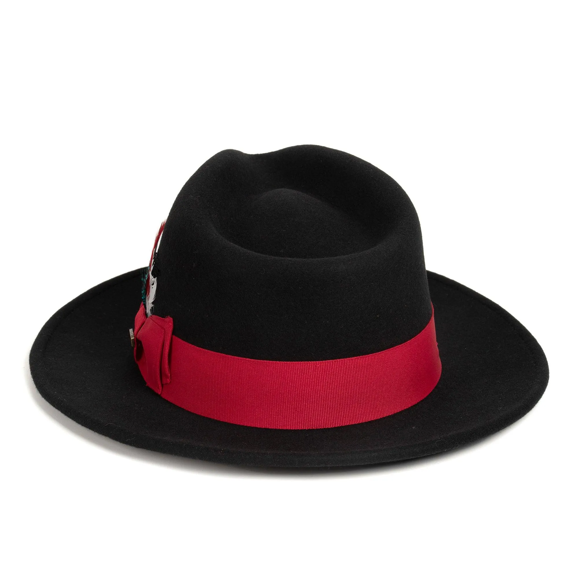 Vintage Crushable Wool Fedora Hat-Burgundy