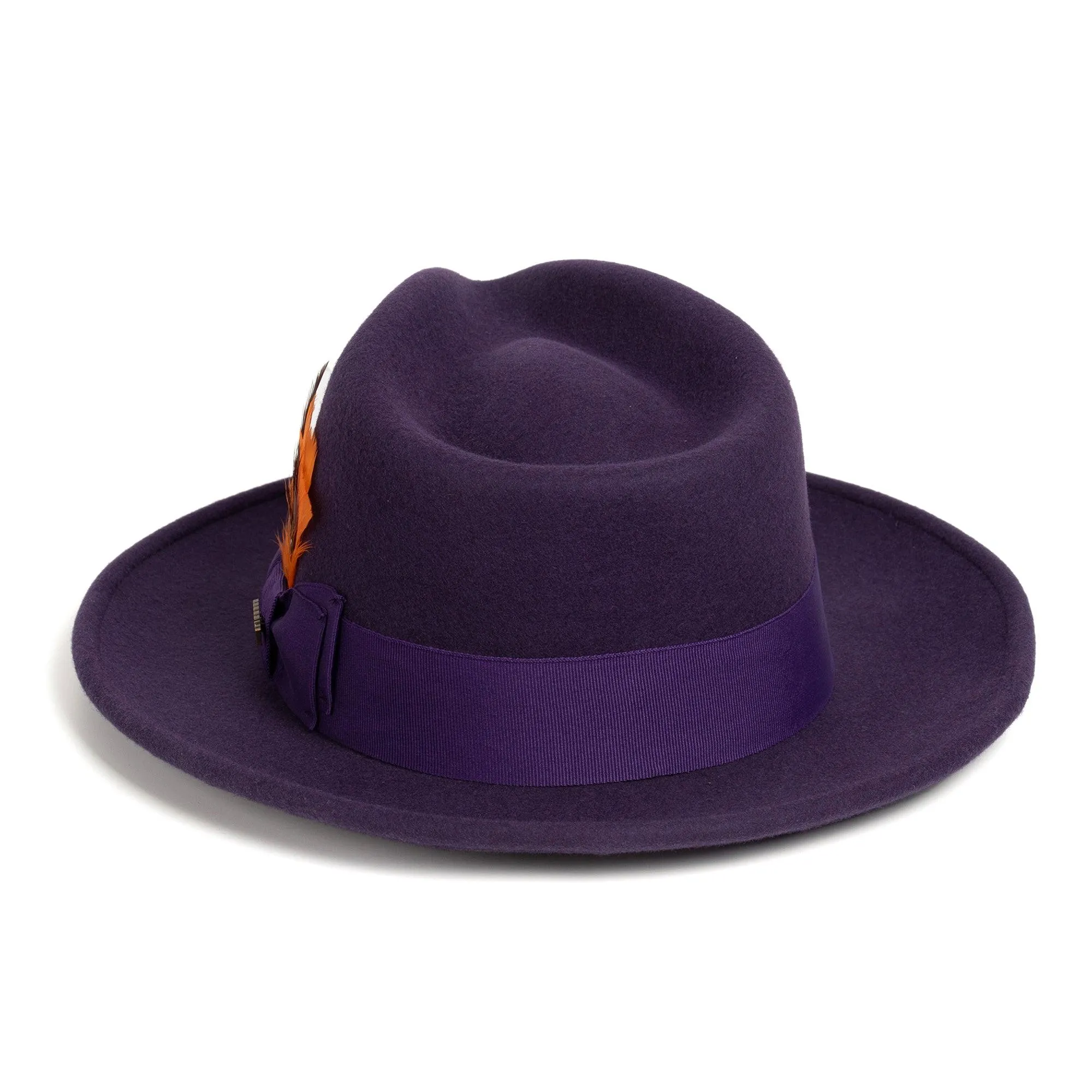 Vintage Crushable Wool Fedora Hat-Burgundy