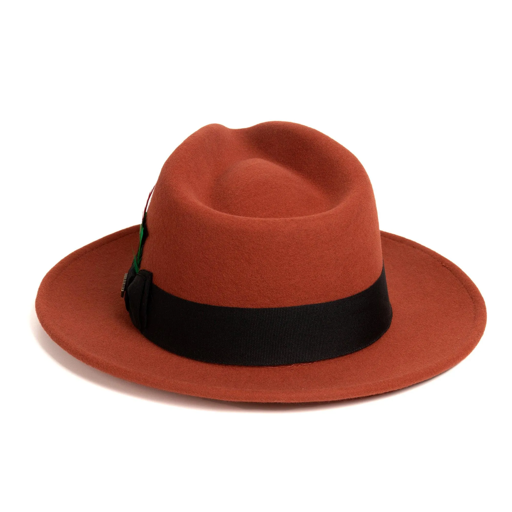 Vintage Crushable Wool Fedora Hat-Burgundy